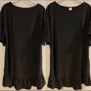 NORDSTROM BLACK SHIFT RUFFLE DRESS M